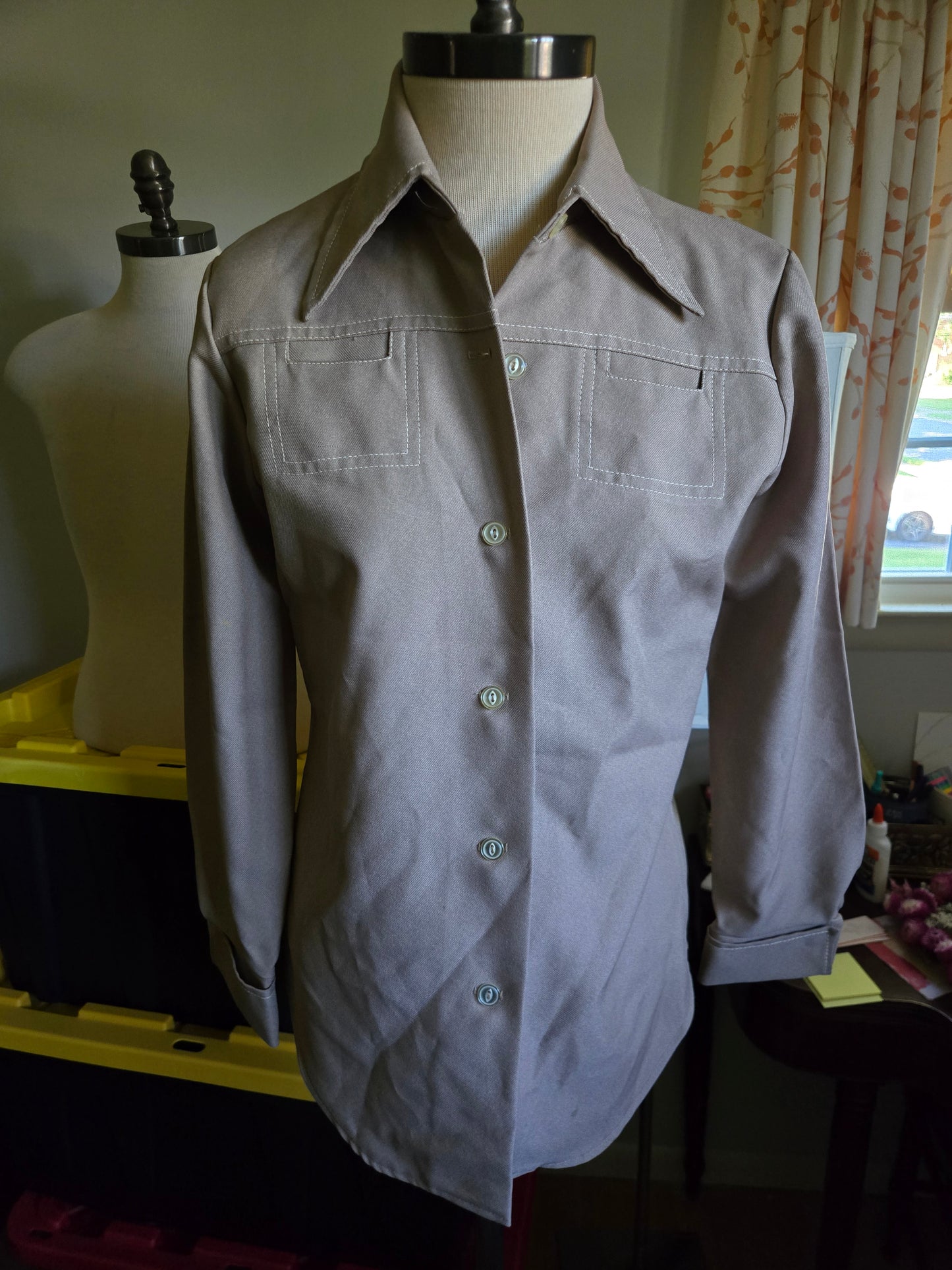 Vintage Long Sleeve Tan Blouse by Sears