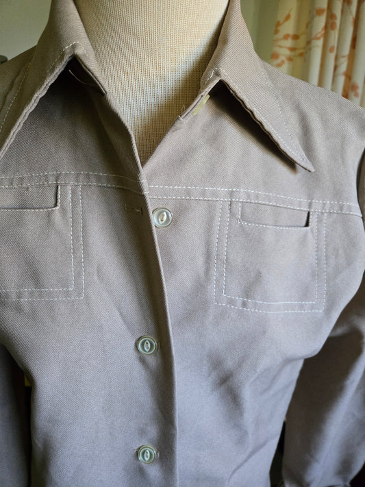 Vintage Long Sleeve Tan Blouse by Sears