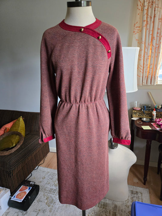 Vintage Long Sleeve Red/Brown Dress