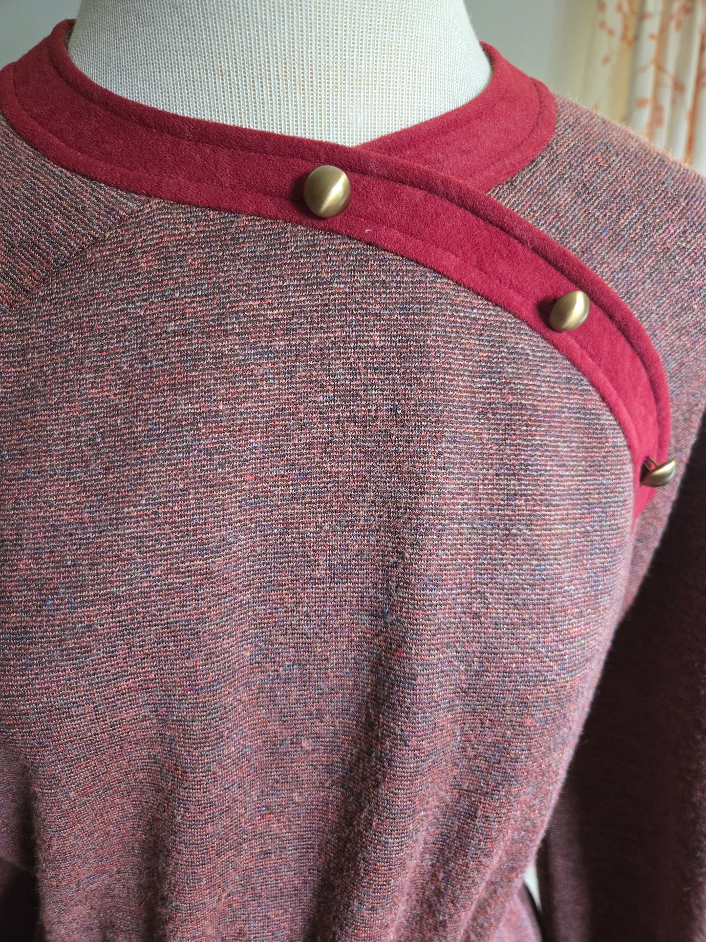 Vintage Long Sleeve Red/Brown Dress