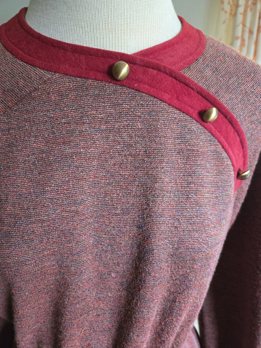Vintage Long Sleeve Red/Brown Dress