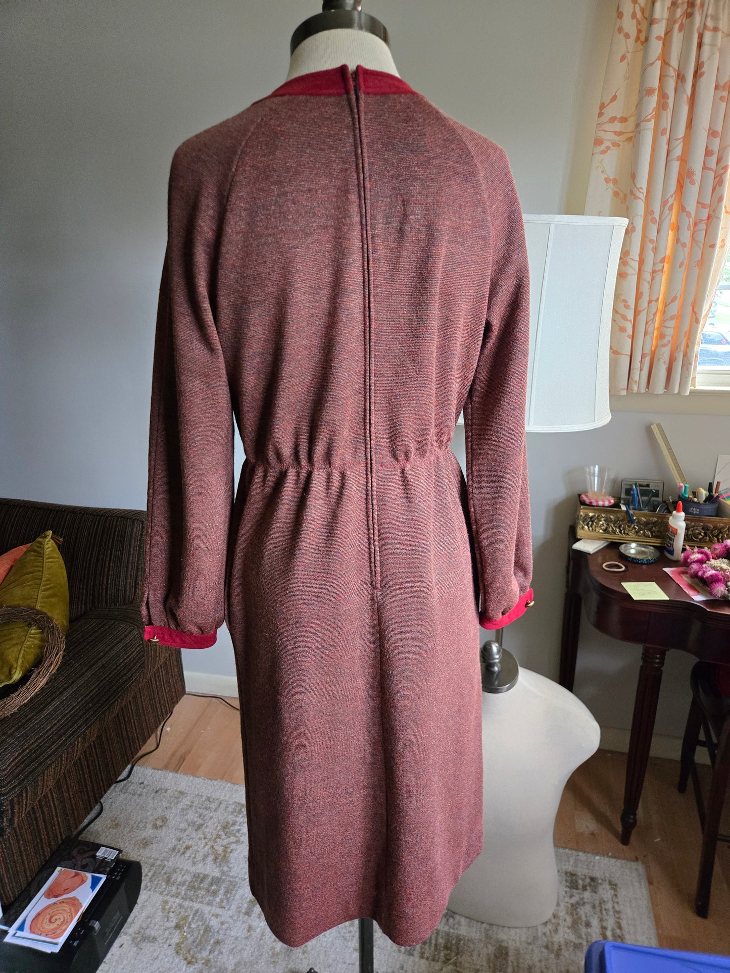 Vintage Long Sleeve Red/Brown Dress
