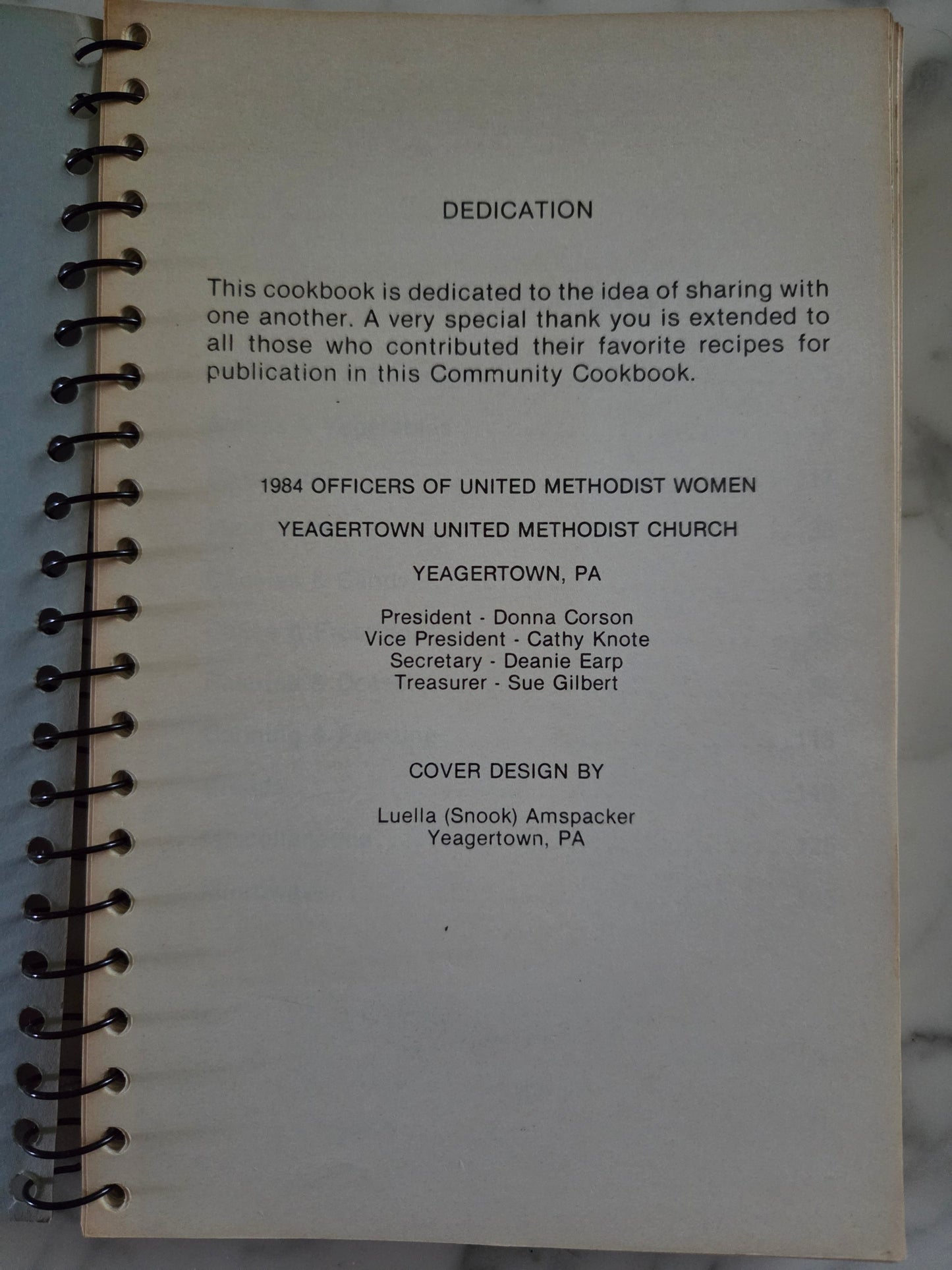 Vintage Yeagertown (PA) Community Cookbook