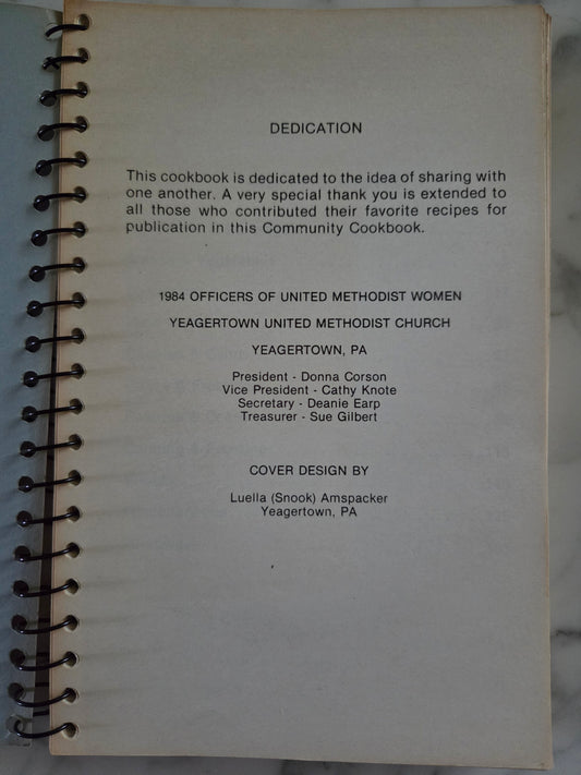 Vintage Yeagertown (PA) Community Cookbook