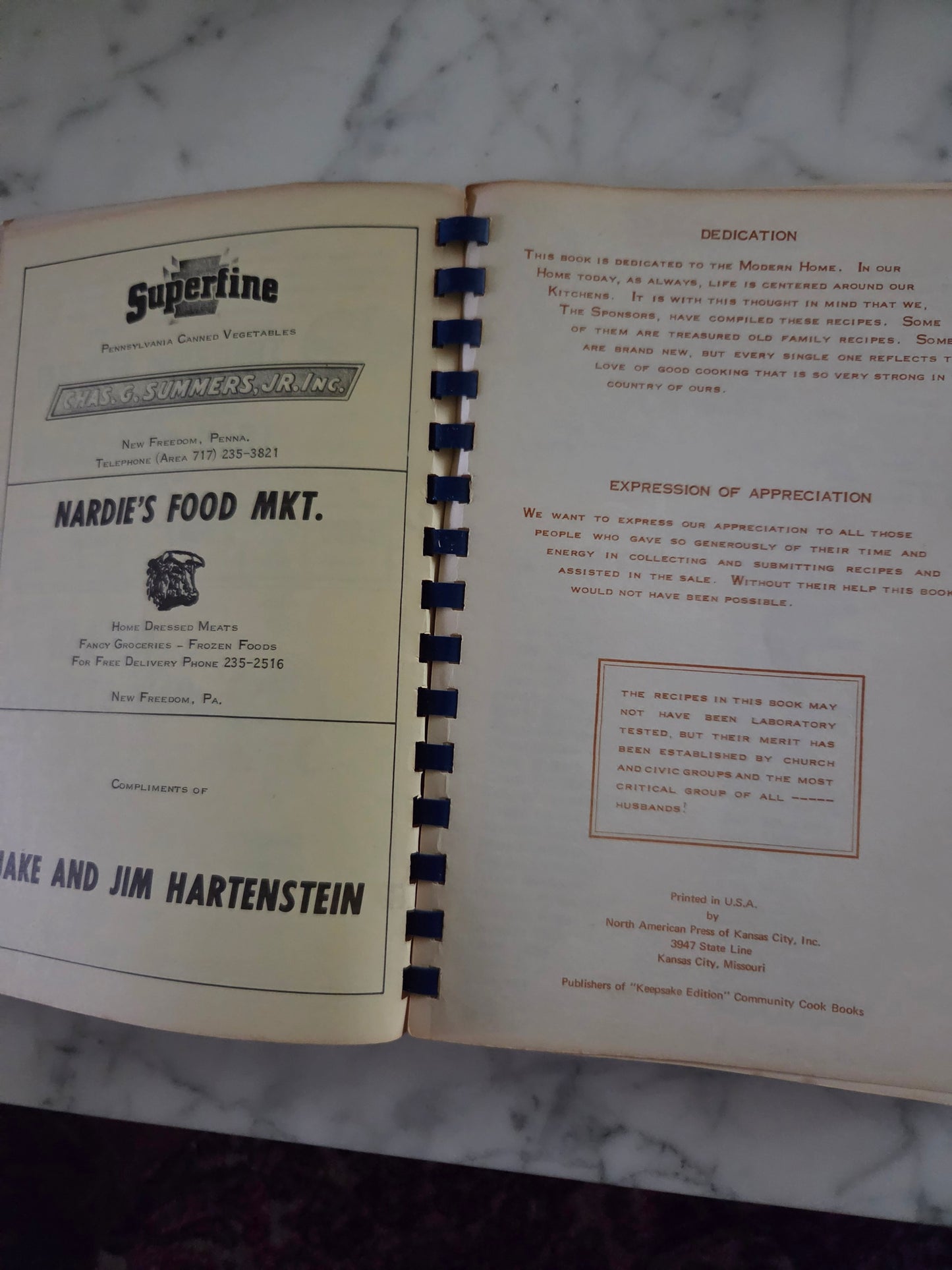 Vintage Marching to the Kitchen Recipe Book