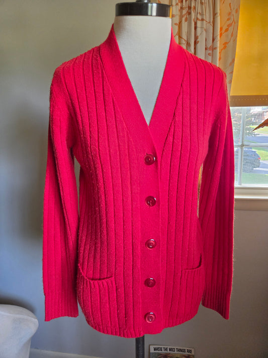 Vintage Long Sleeve Ribbed Cardigan Sweater by Sears