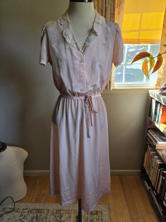 Vintage Short Sleeve Pink Dress