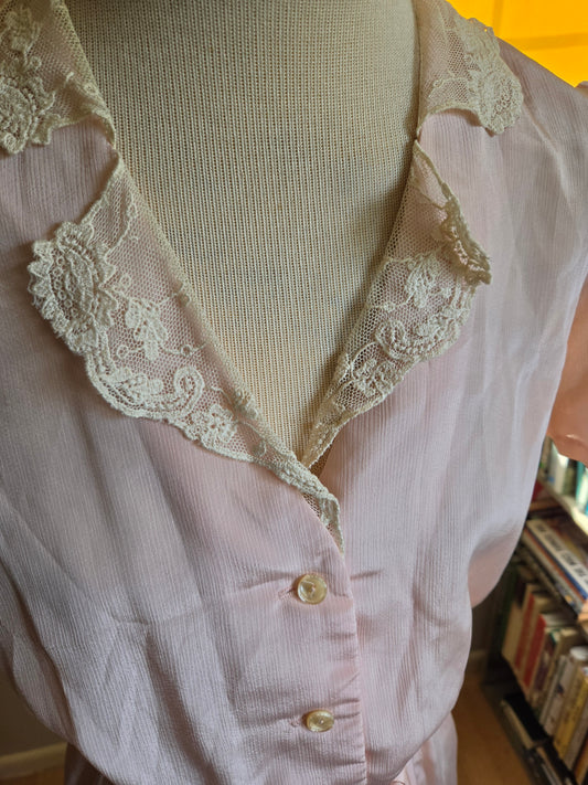 Vintage Short Sleeve Pink Dress
