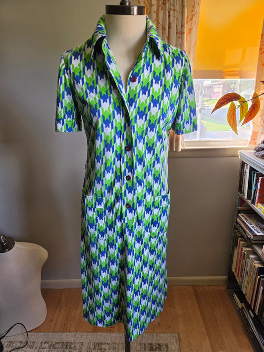 Vintage Short Sleeve Geometric Print Dress by Tanner