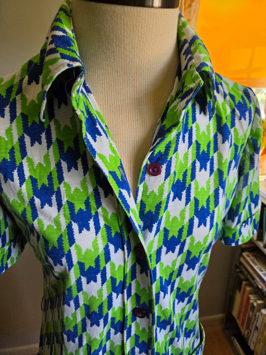 Vintage Short Sleeve Geometric Print Dress by Tanner