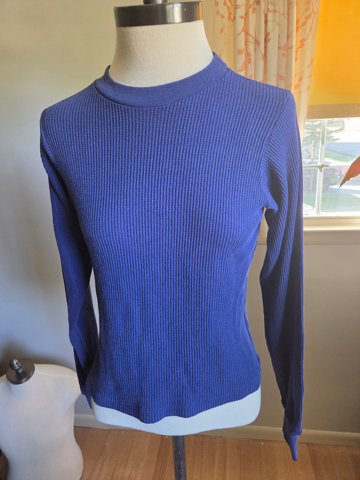 Vintage Long Sleeve Blue Thermal Shirt by Silvil