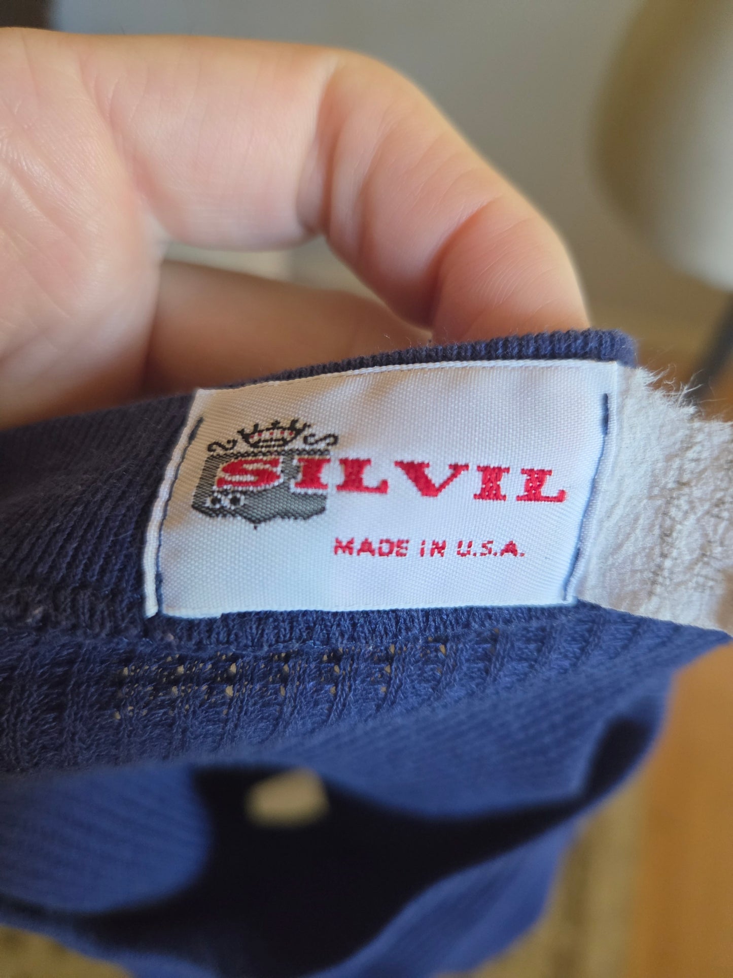 Vintage Long Sleeve Blue Thermal Shirt by Silvil