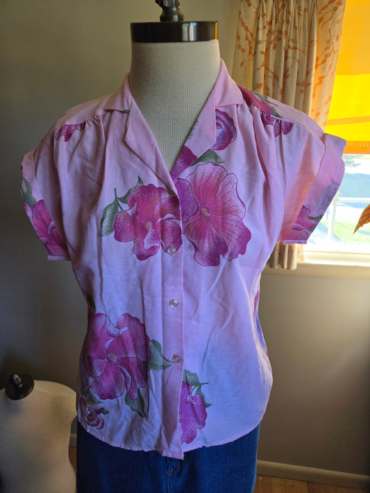Vintage Short Sleeve Floral Print Blouse by Stoplight