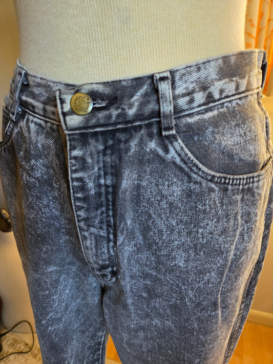 Vintage Black Acid Wash Denim Jeans by Bonjour