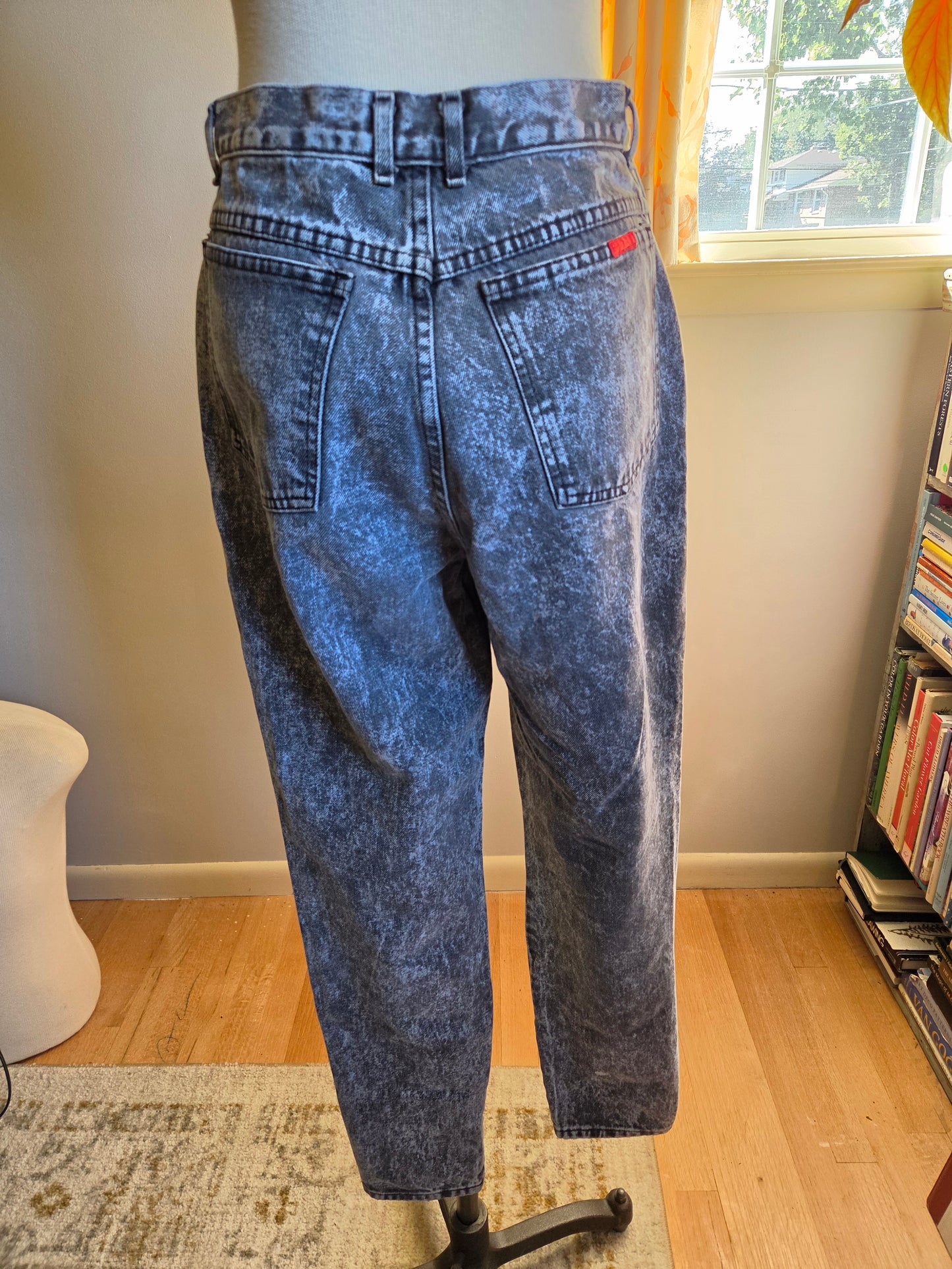 Vintage Black Acid Wash Denim Jeans by Bonjour