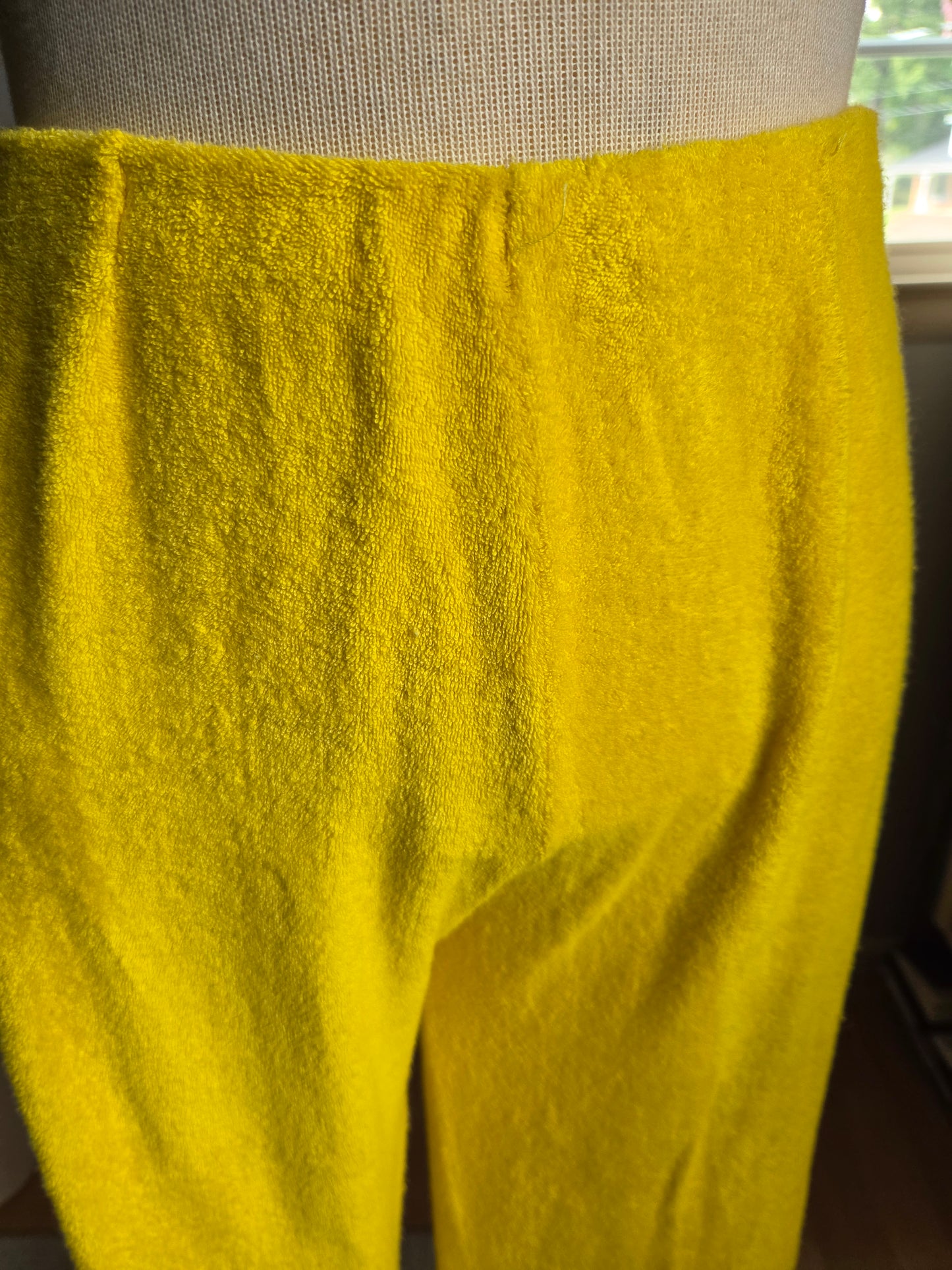Vintage Yellow Terry Cloth Pants from the 1970s