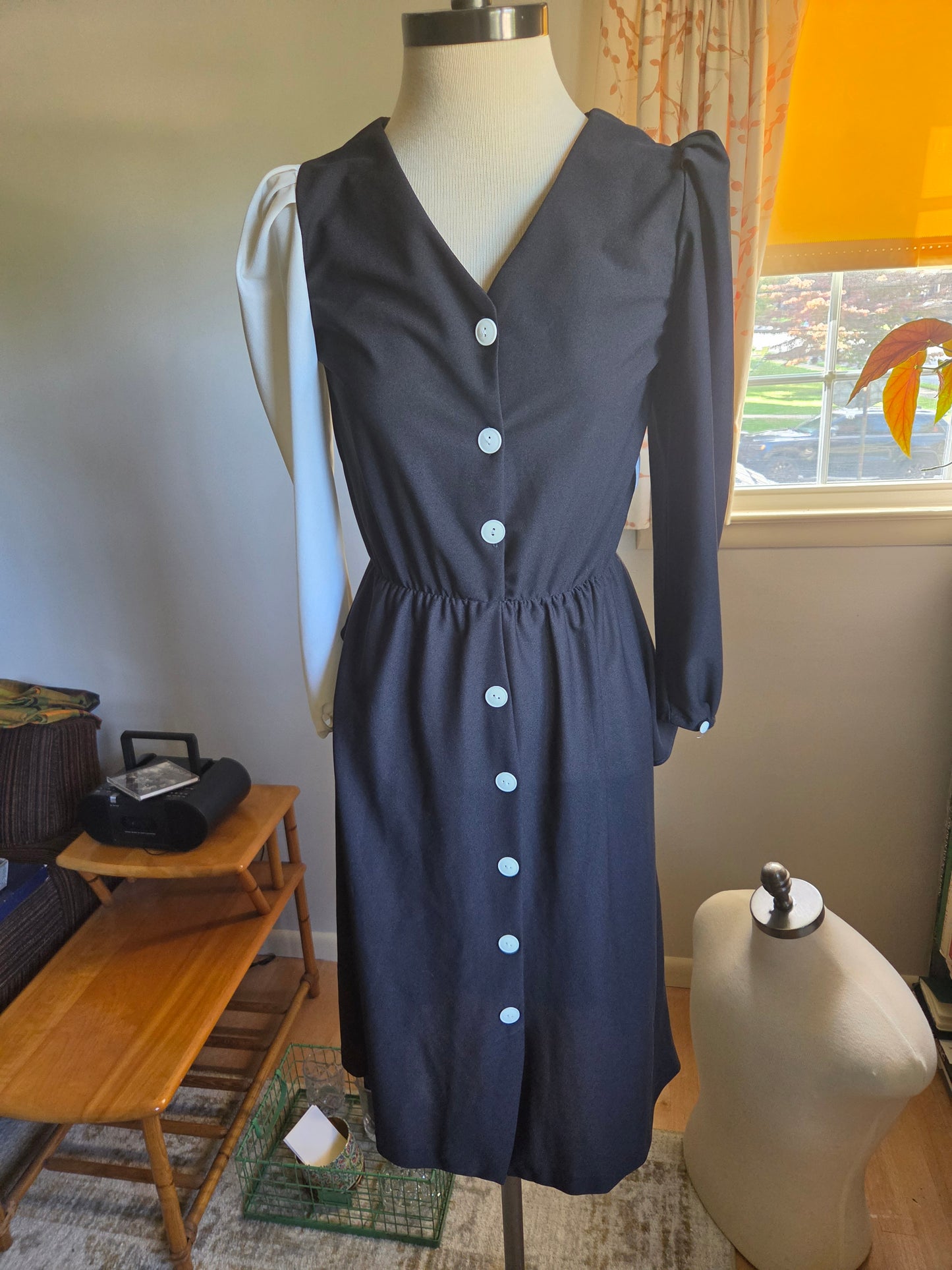 Vintage Long Sleeve Black and White Dress by TJuniors