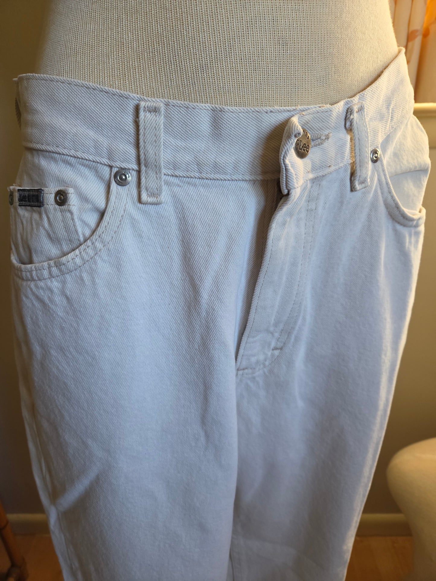 Vintage White Denim Jeans by Lee Riveted