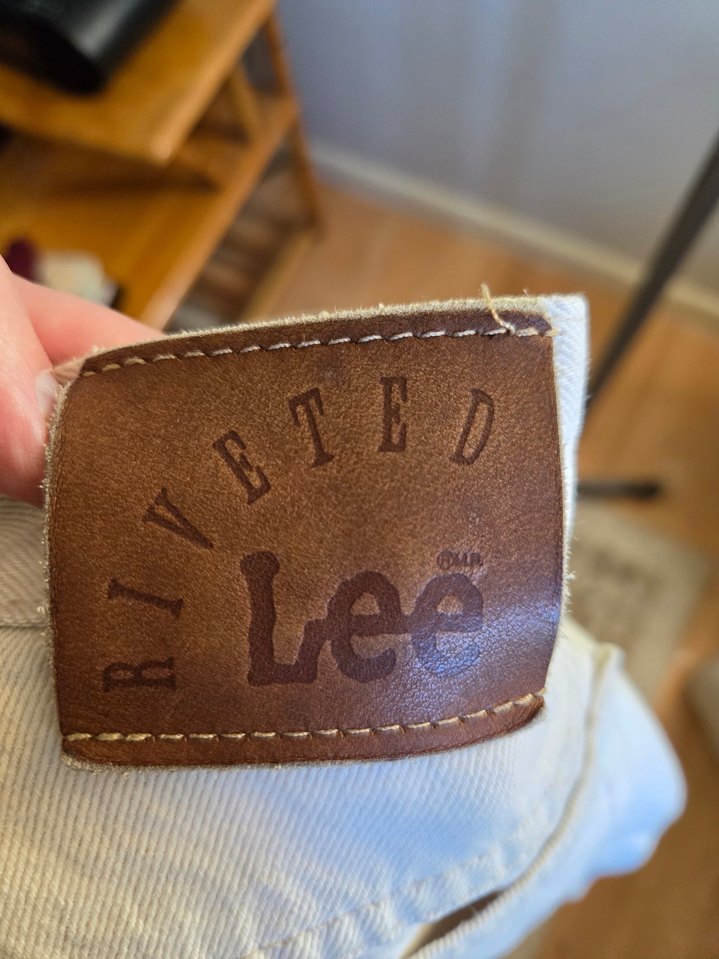 Vintage White Denim Jeans by Lee Riveted
