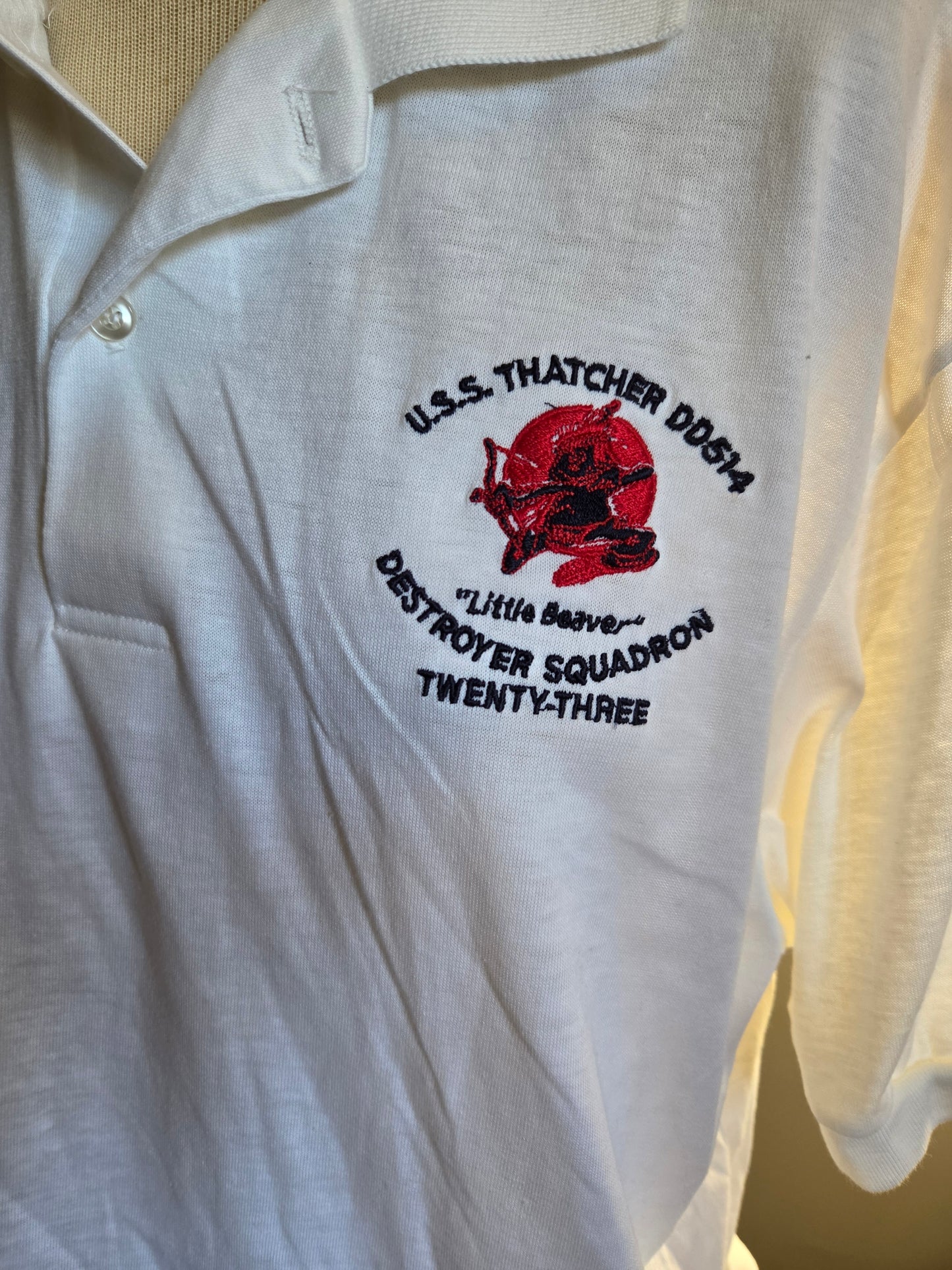 Vintage Short Sleeve U.S.S. Thatcher Polo Shirt by ScreenMates UNWORN!!!