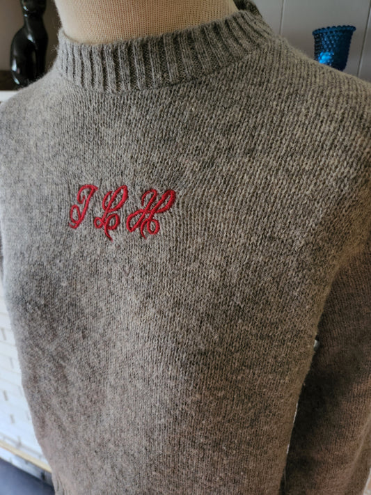 Vintage Monogrammed Gray Sweater by Jantzen