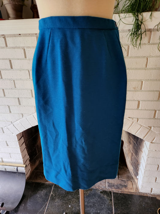 Vintage Teal Blue Pleasted Skirt