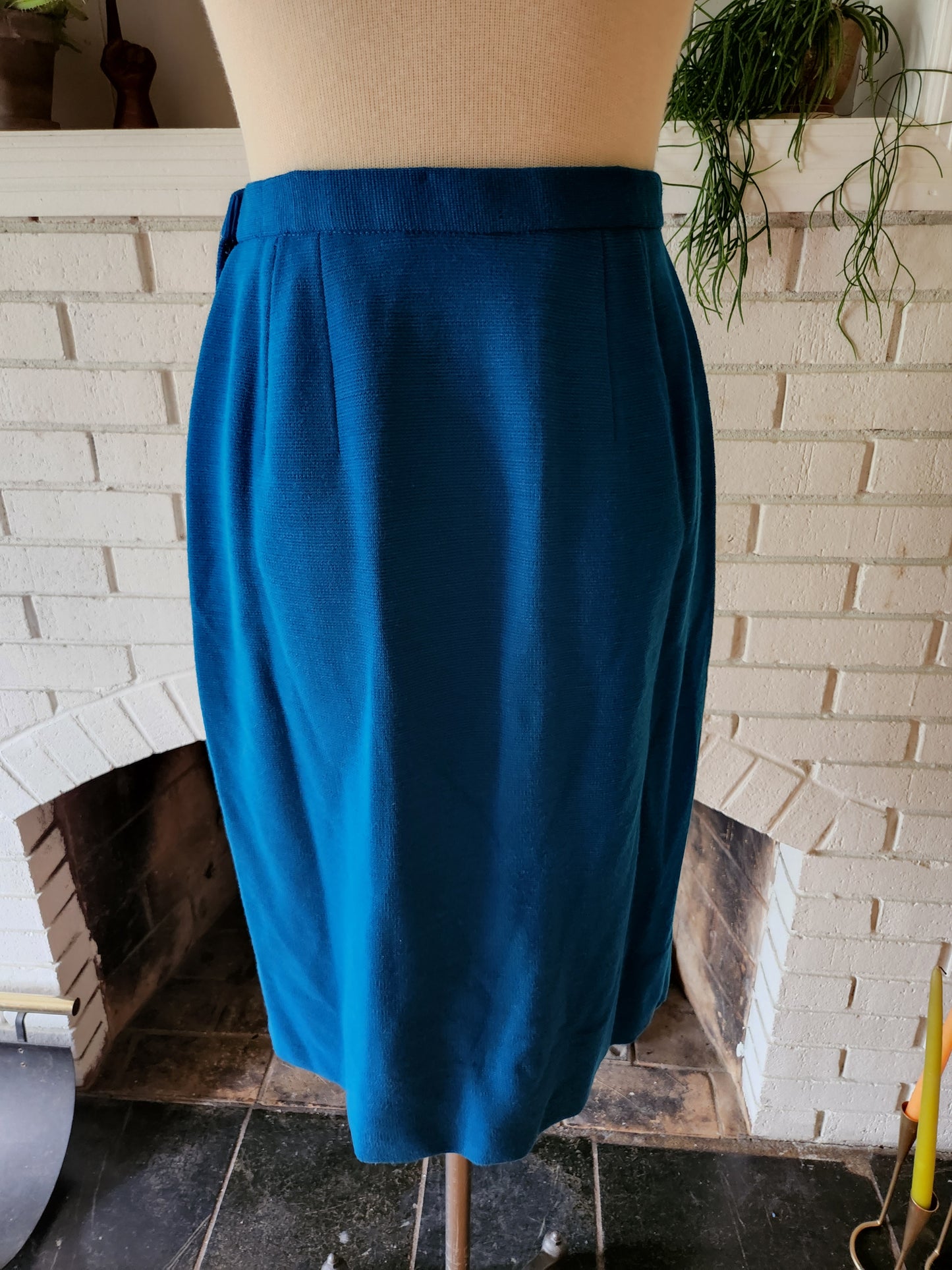 Vintage Teal Blue Pleasted Skirt