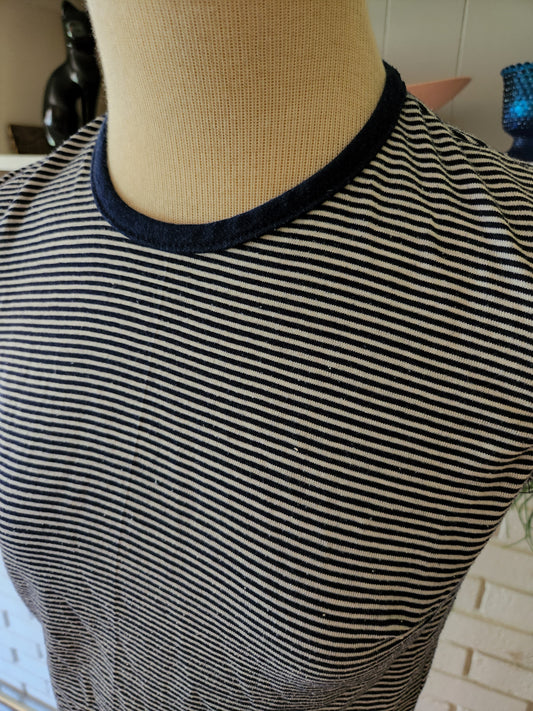 Vintage Sleeveless Striped Blouse