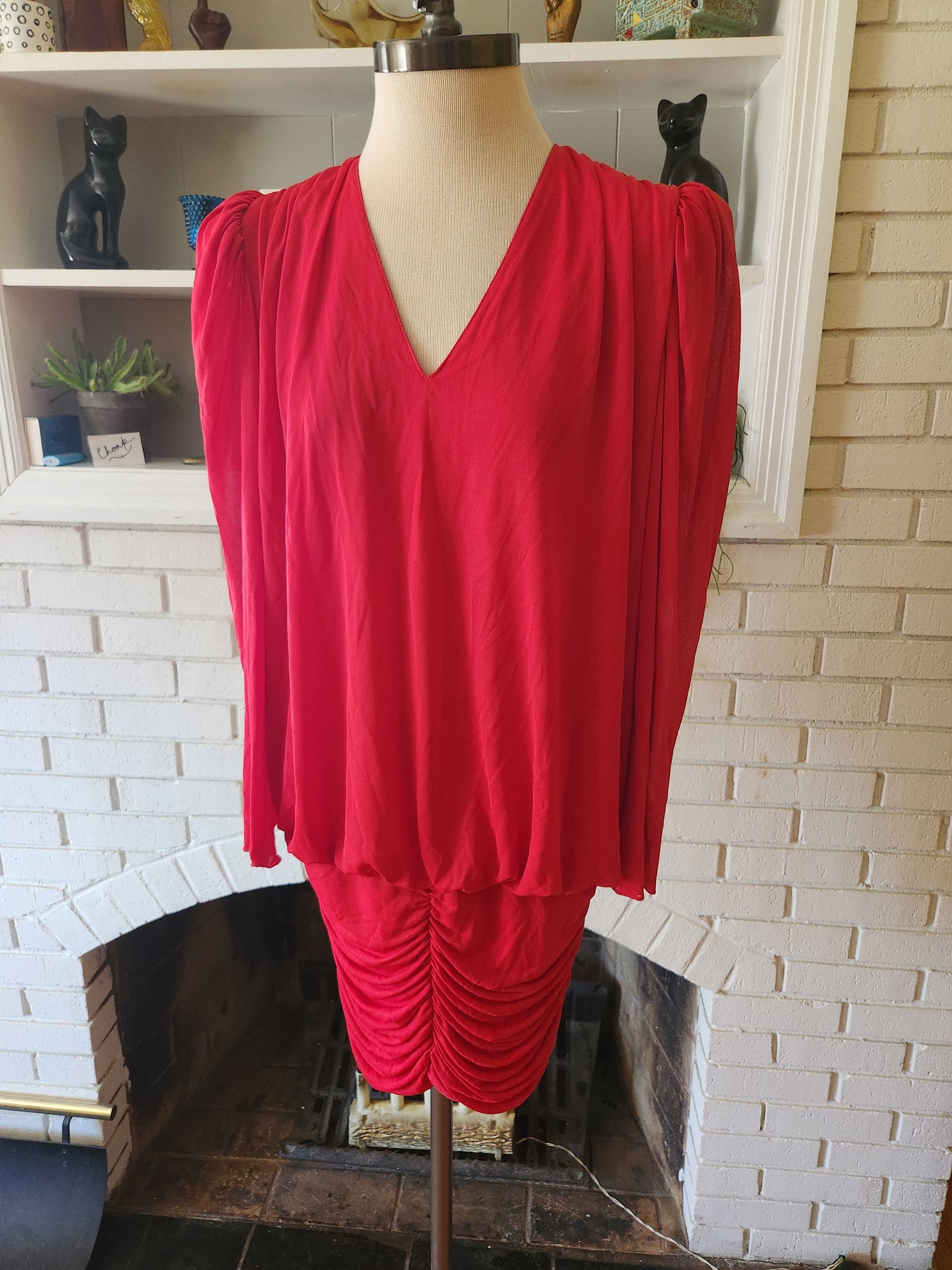 Vintage Long Sleeve Red Dress by New Leaf
