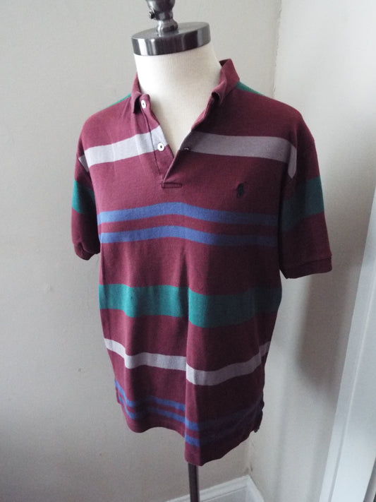 Vintage Short Sleeve Striped Polo Shirt by Ralph Lauren