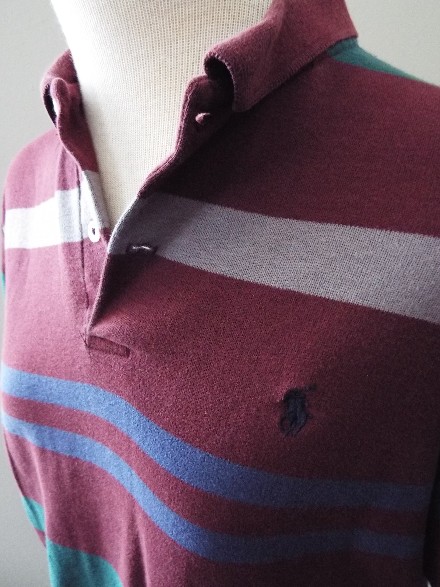 Vintage Short Sleeve Striped Polo Shirt by Ralph Lauren
