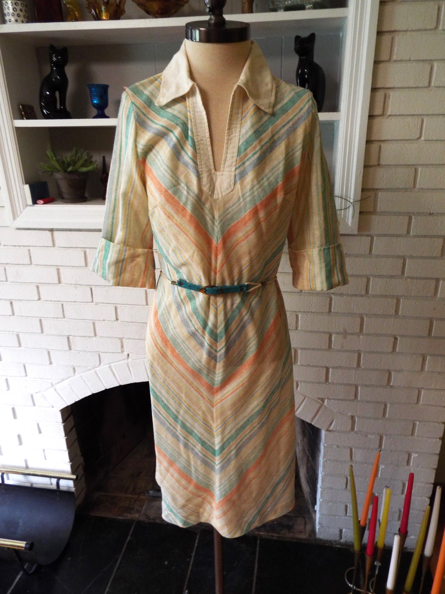 Vintage Short Sleeve Striped Dress By Kenny Classics