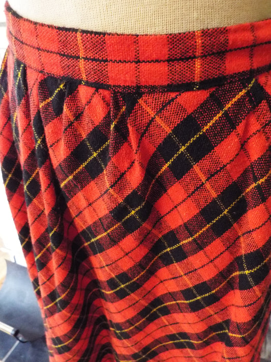 Vintage Red and Black Plaid Skirt