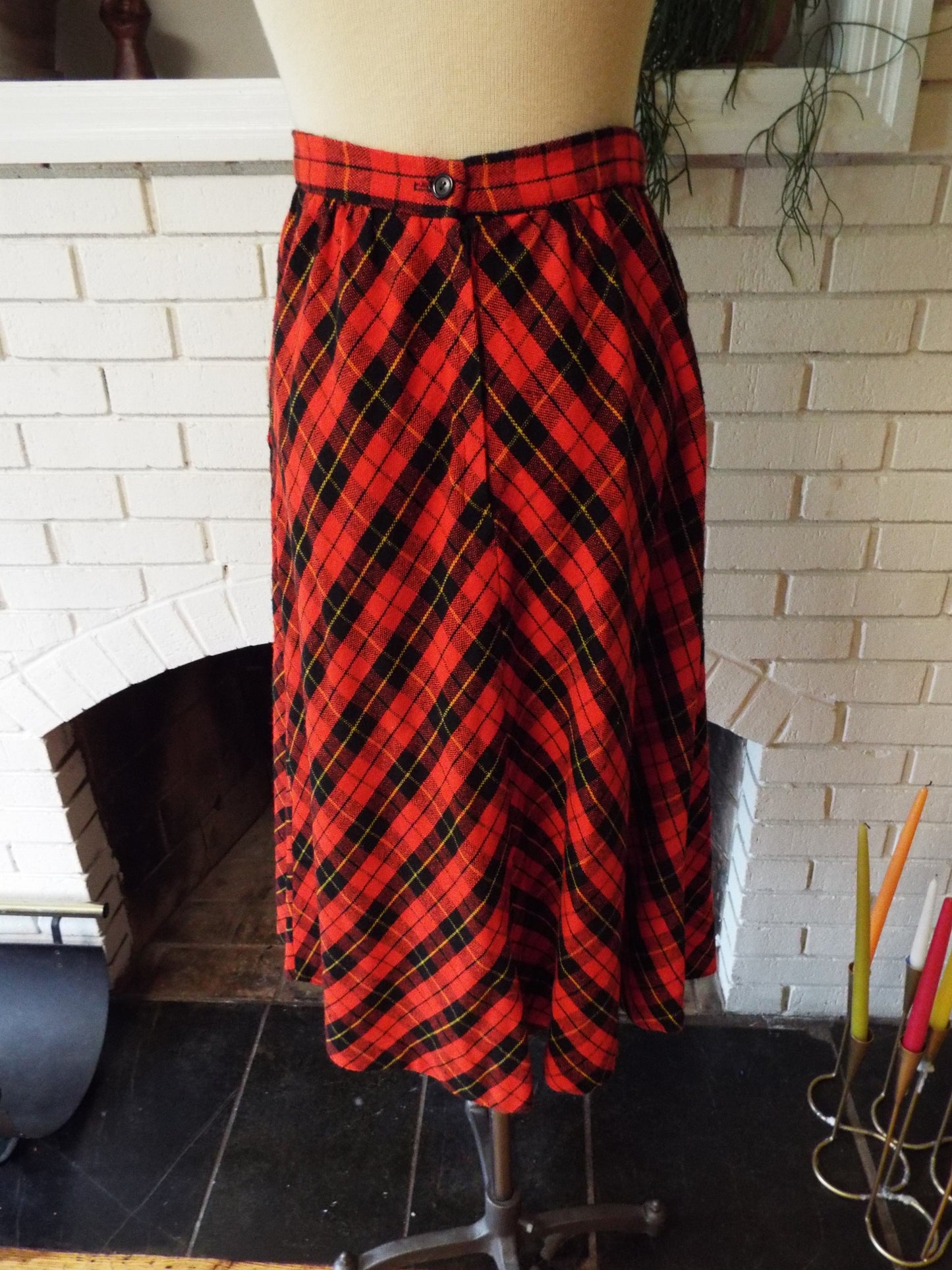 Vintage Red and Black Plaid Skirt