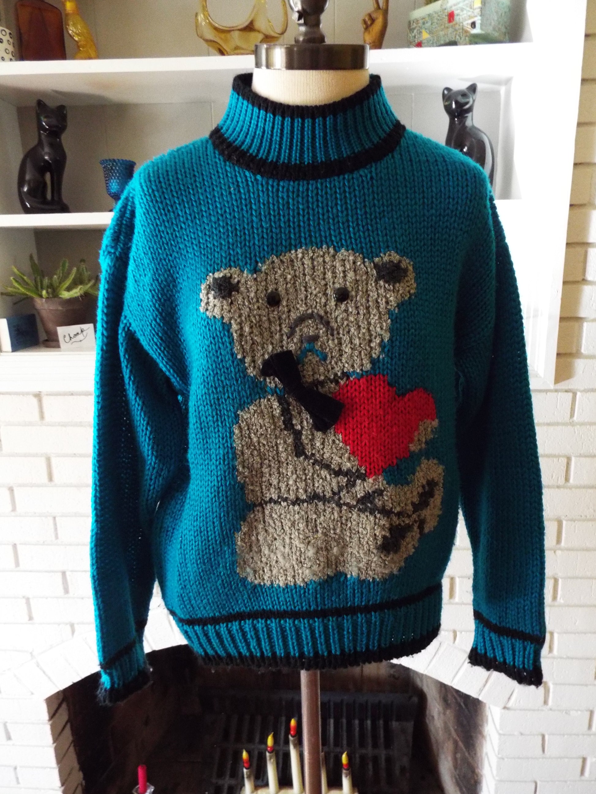 vtg blue bear sweater
