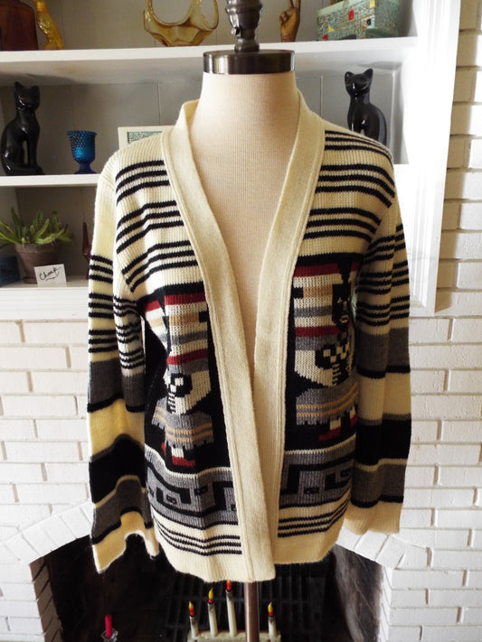Vintage Long Sleeve 8 Bit Figure Cardigan Sweater
