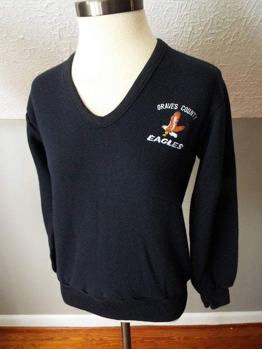 Vintage DEAD STOCK Long Sleeve Graves County Eagles Sweater by Collegiate Pacific