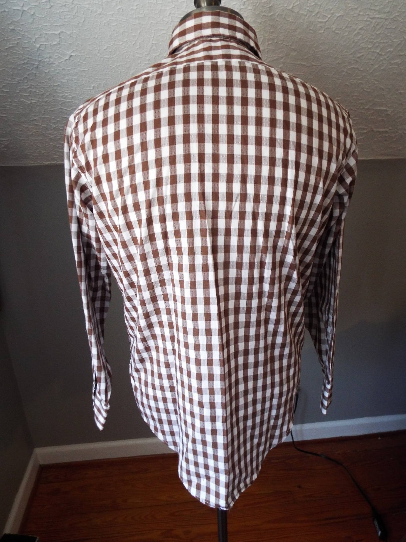 Vintage Long Sleeve Button Down Brown and White Striped Shirt