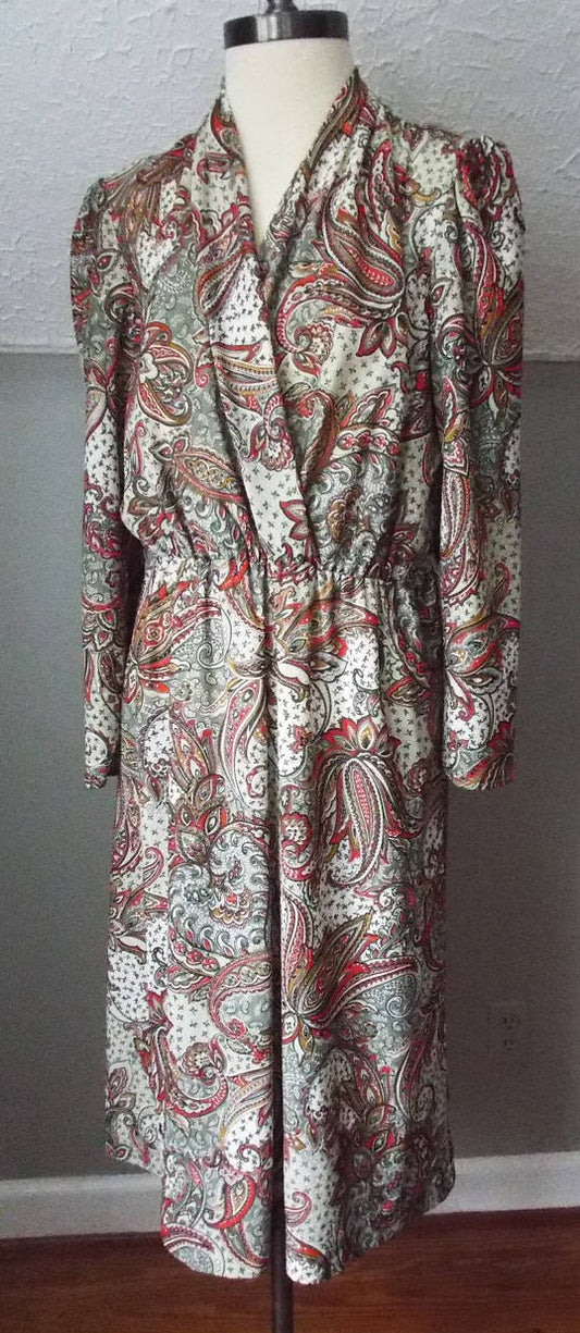 Vintage Long Sleeve Floral Print Dress
