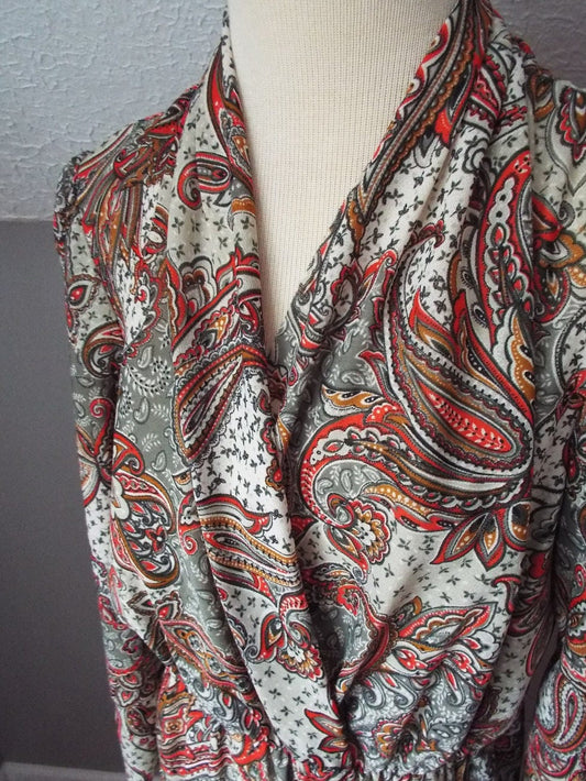 Vintage Long Sleeve Floral Print Dress