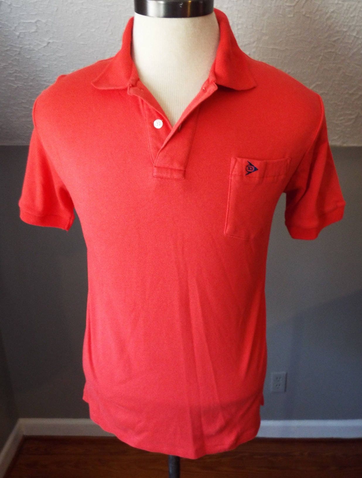 Vintage Red Short Sleeve Polo Shirt by Dunlop