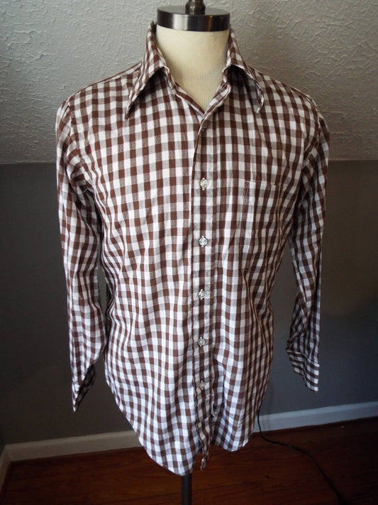 Vintage Long Sleeve Button Down Brown and White Striped Shirt