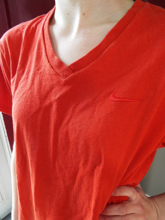 Vintage Red Nike Vee Neck T Shirt