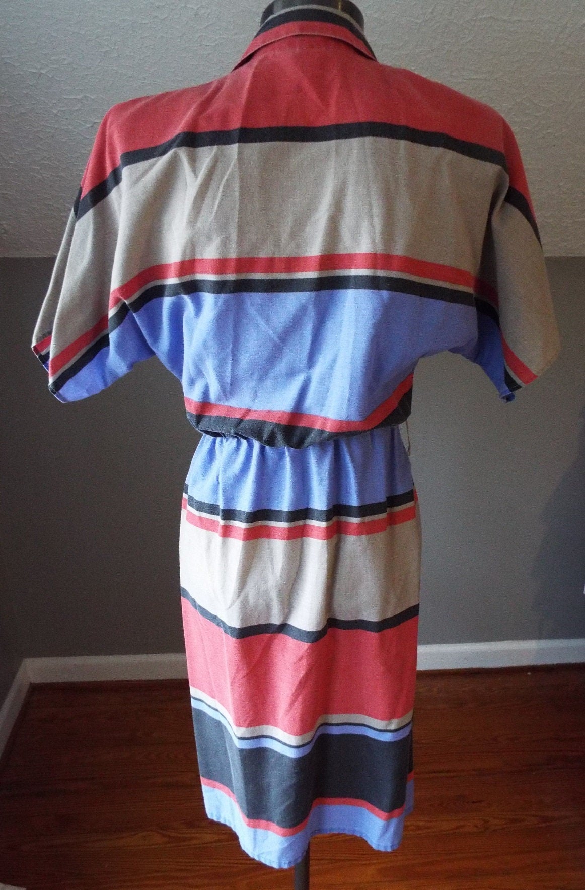 Sporty Vintage Short Sleeve Striped Dress