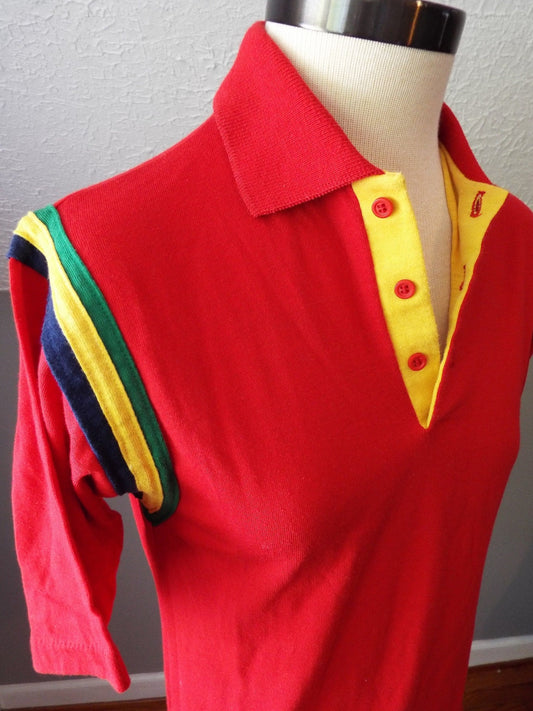 Vintage Youth Size Short Sleeve Red Polo Shirt by Medalist