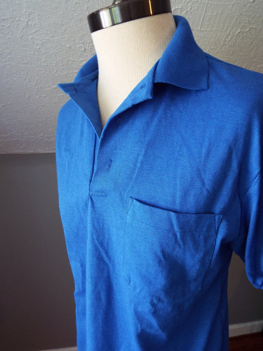Vintage Short Sleeve Blue Polo Shirt by Screen Stars