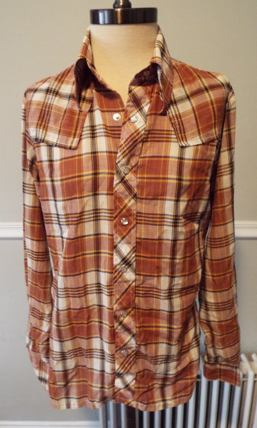 Vintage Long Sleeve Western Snap Shirt by Bon Homme