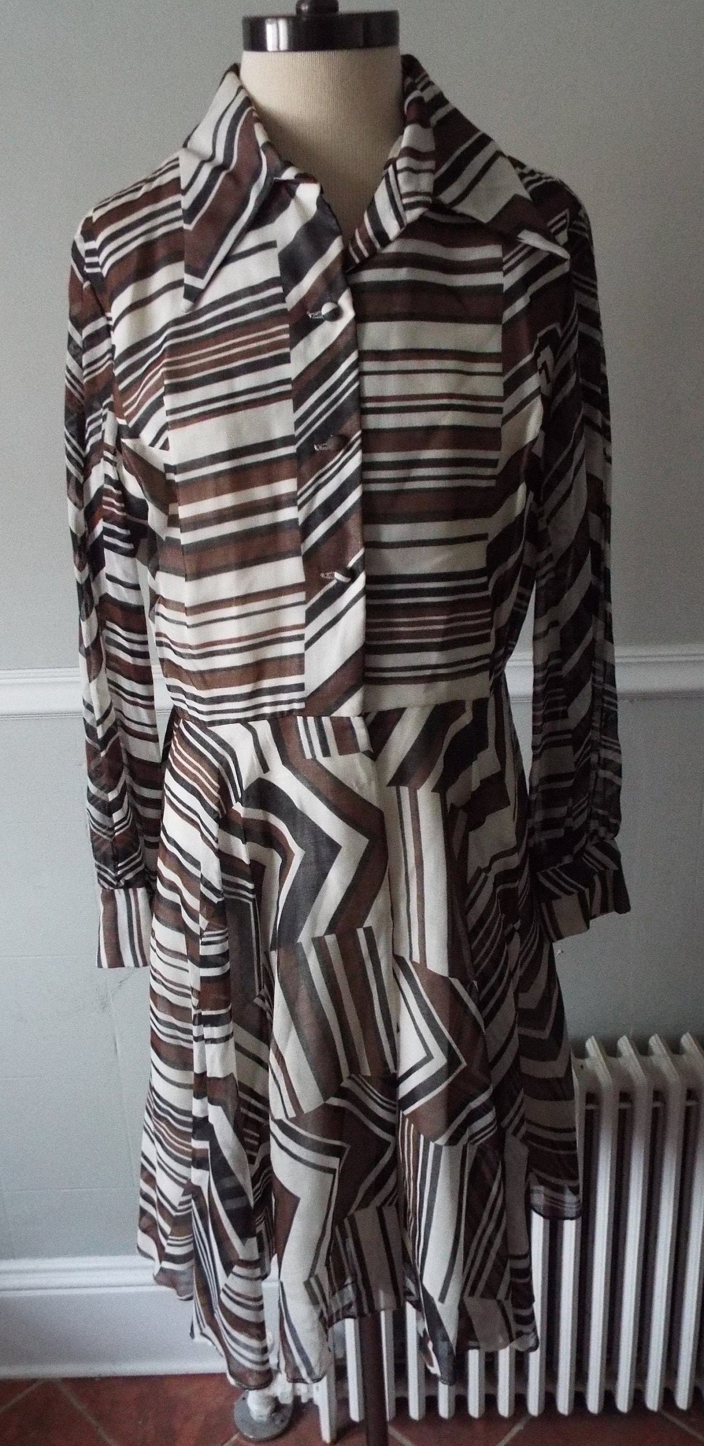 Vintage Long Sleeve Striped Dress by Jan Sue of California