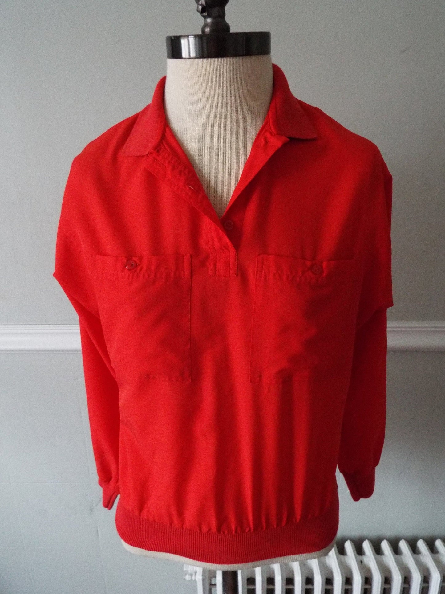 Vintage Long Sleeve Red Blouse by Diane Von Furstenberg
