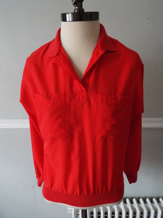 Vintage Long Sleeve Red Blouse by Diane Von Furstenberg